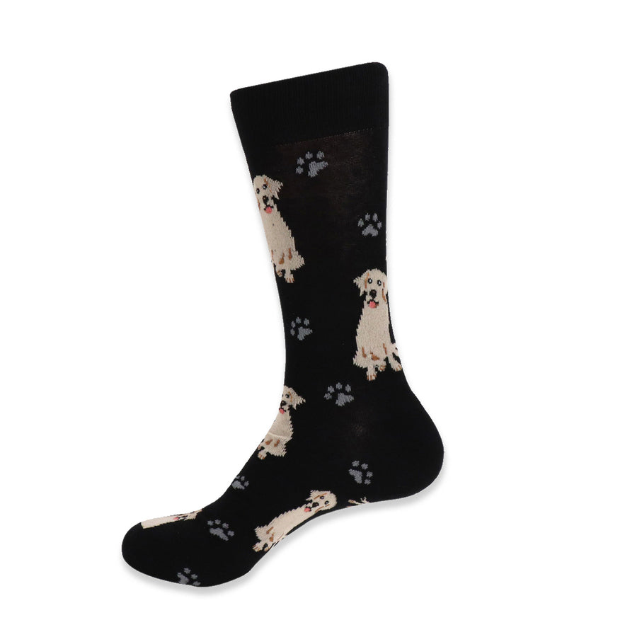 Fun Mens Novelty Retriever Dog Socks Black Crazy Socks Image 1