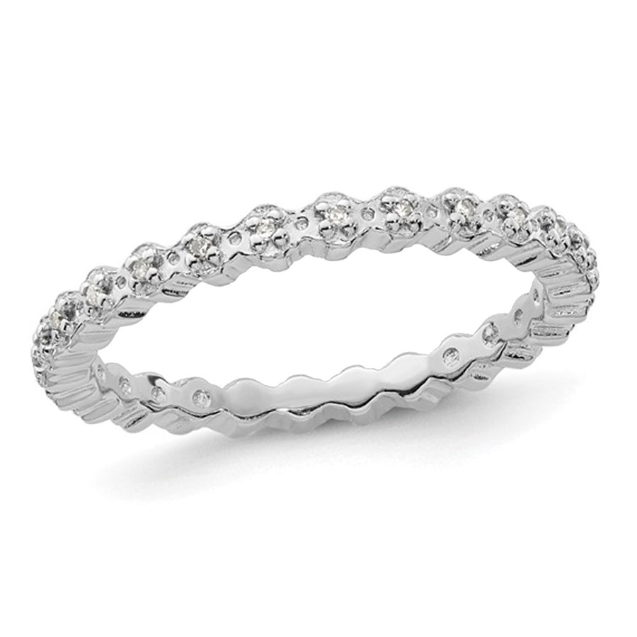 1/10 Carat (ctw) Diamond Accent Eternity Ring in Sterling Silver Image 1