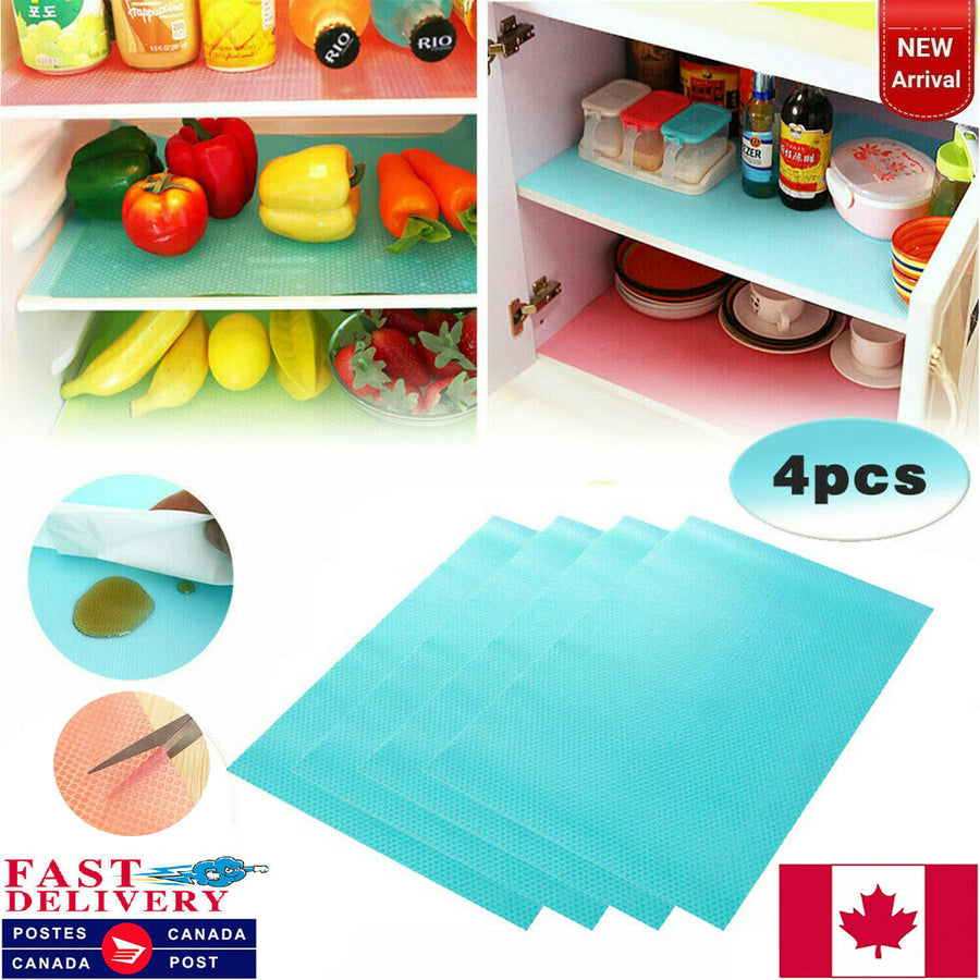 4Pcs Antibacterial Refrigerator Fridge Mat Drawer Liners Washable Kitchen Use Image 1