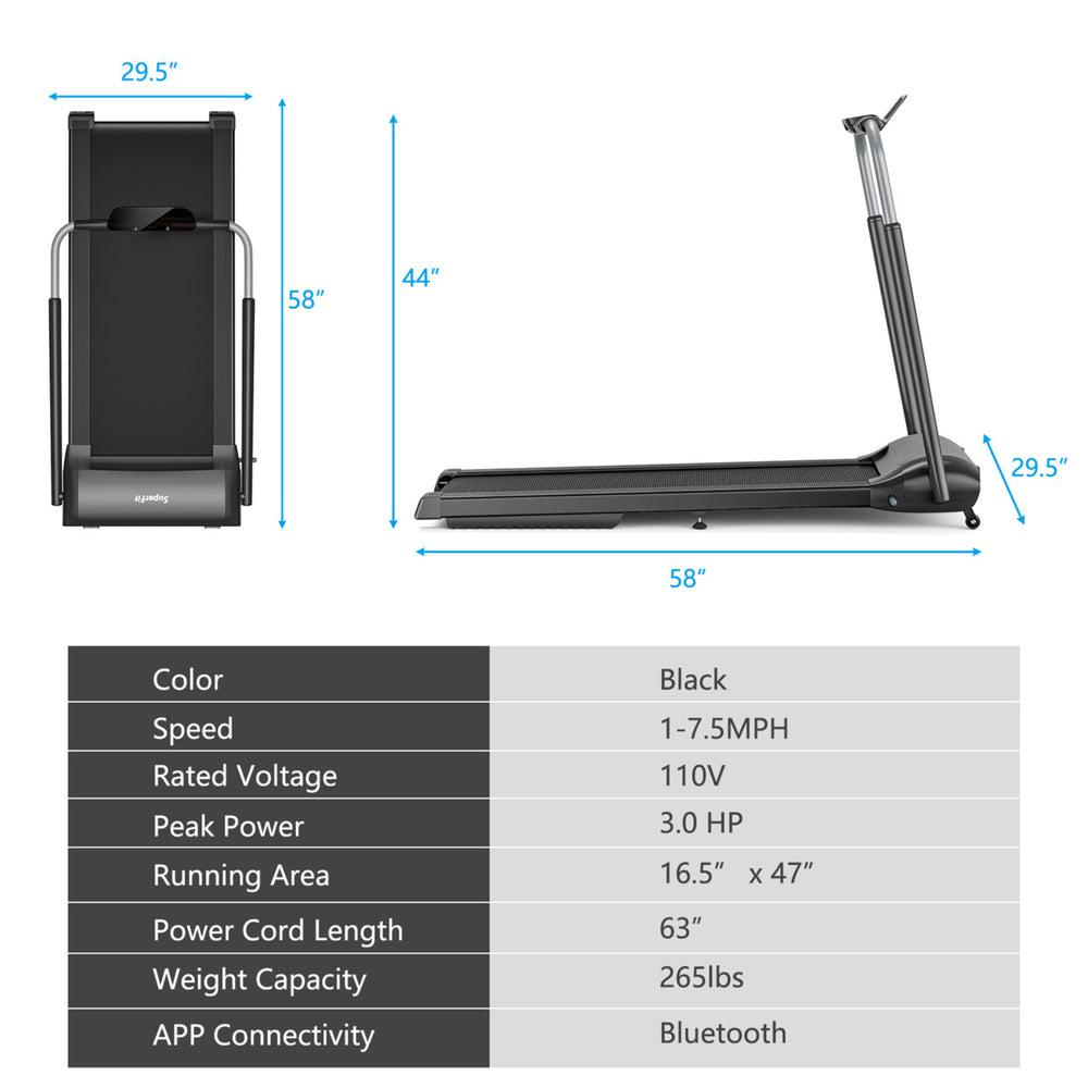 Folding Treadmill 3.0HP Electric Walking Running Machine w/ LED Touch Screen Image 2