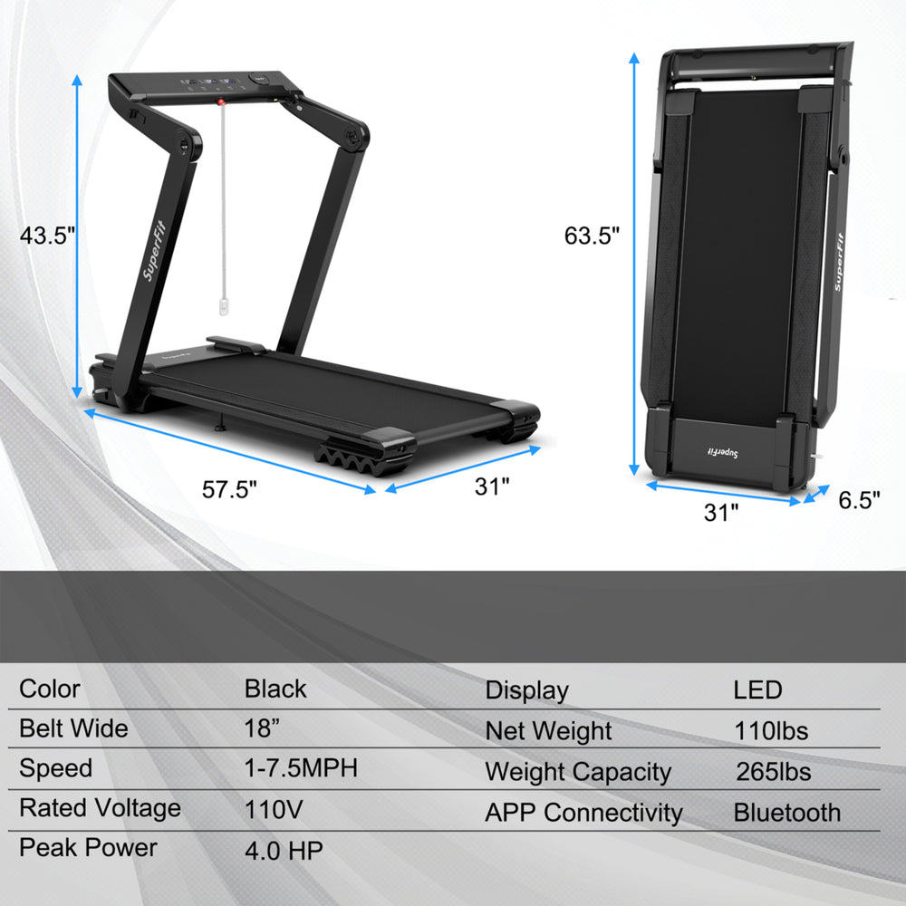 4 HP Folding Treadmill Electric Walking Running Machine w/ Fatigue Button Image 2