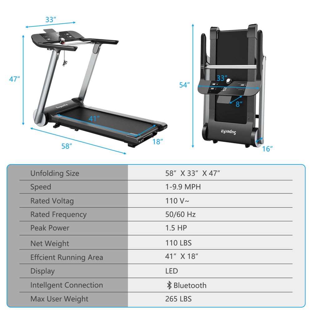 Electric Folding Treadmill Italy Designer Running Machine w/ Heart Rate Belt Image 2