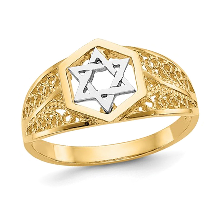 14K Yellow Gold Star of David Ring Image 1