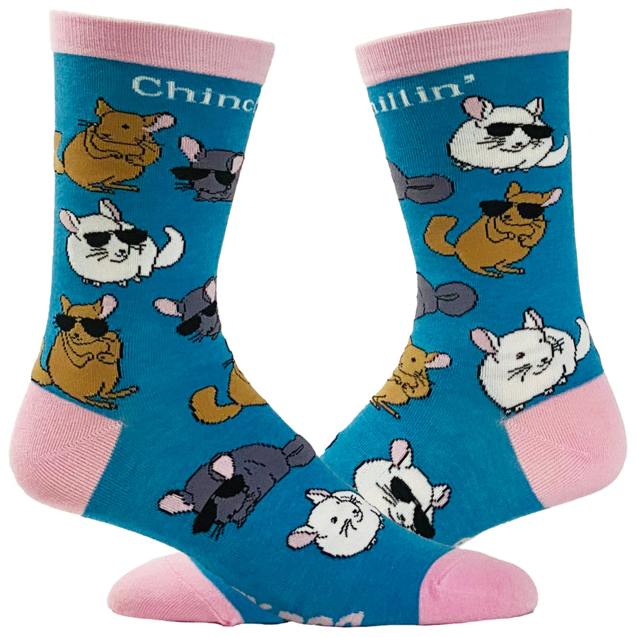 Womens Chinchillin Socks Funny Cool Chinchilla Cute Pet Rodent on Sock Graphic Novelty Footwear Image 1
