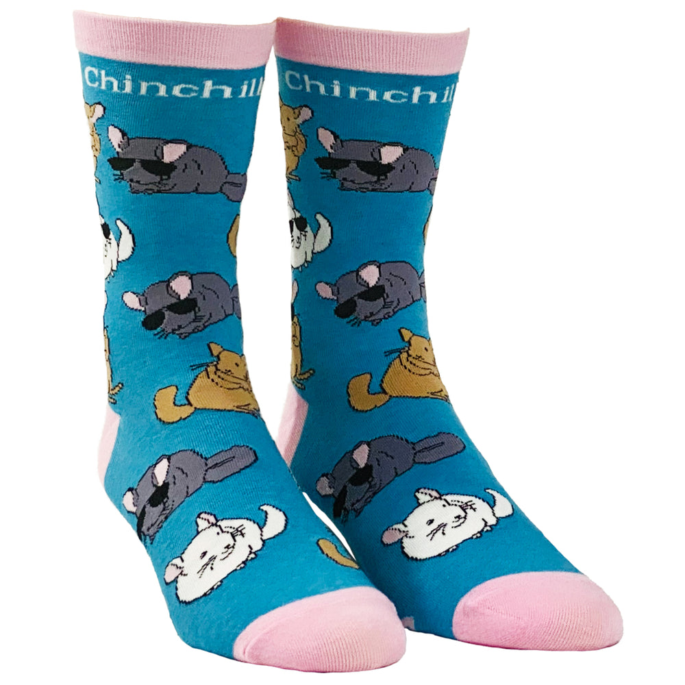 Womens Chinchillin Socks Funny Cool Chinchilla Cute Pet Rodent on Sock Graphic Novelty Footwear Image 2