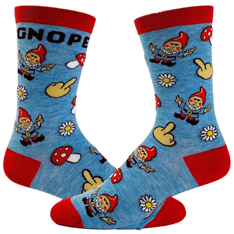 Womens Gnope Socks Funny Fantasy Mushroom Gnome Fairy Tale Novelty Graphic Footwear Image 1
