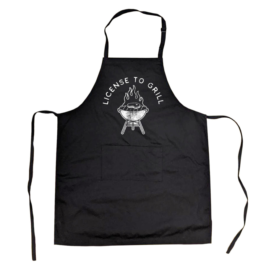 License To Grill Cookout Apron Funny Backyard BBQ Dad Fathers Day Kitchen Smock Image 1