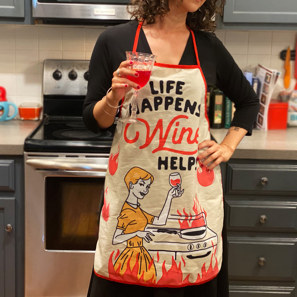 Life Happens Wine Helps Funny Cooking Drinking Wine Lover Kitchen Accessories Image 2