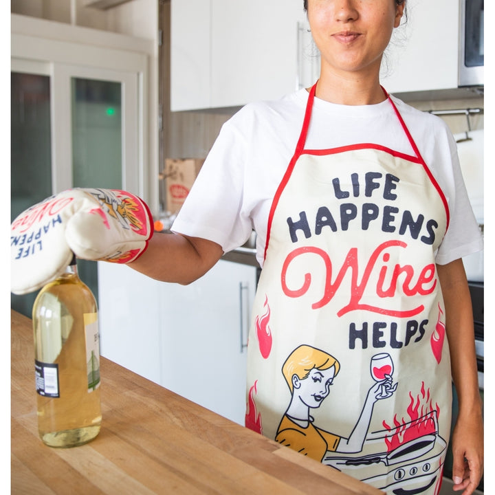 Life Happens Wine Helps Funny Cooking Drinking Wine Lover Kitchen Accessories Image 4