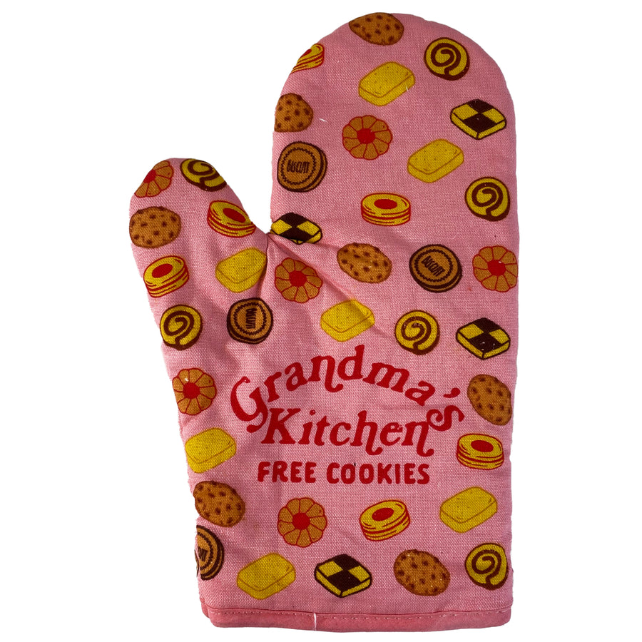 Grandmas Kitchen Free Cookies Oven Mitt Funny Grandmother Gift Baking Kitchen Glove Image 1