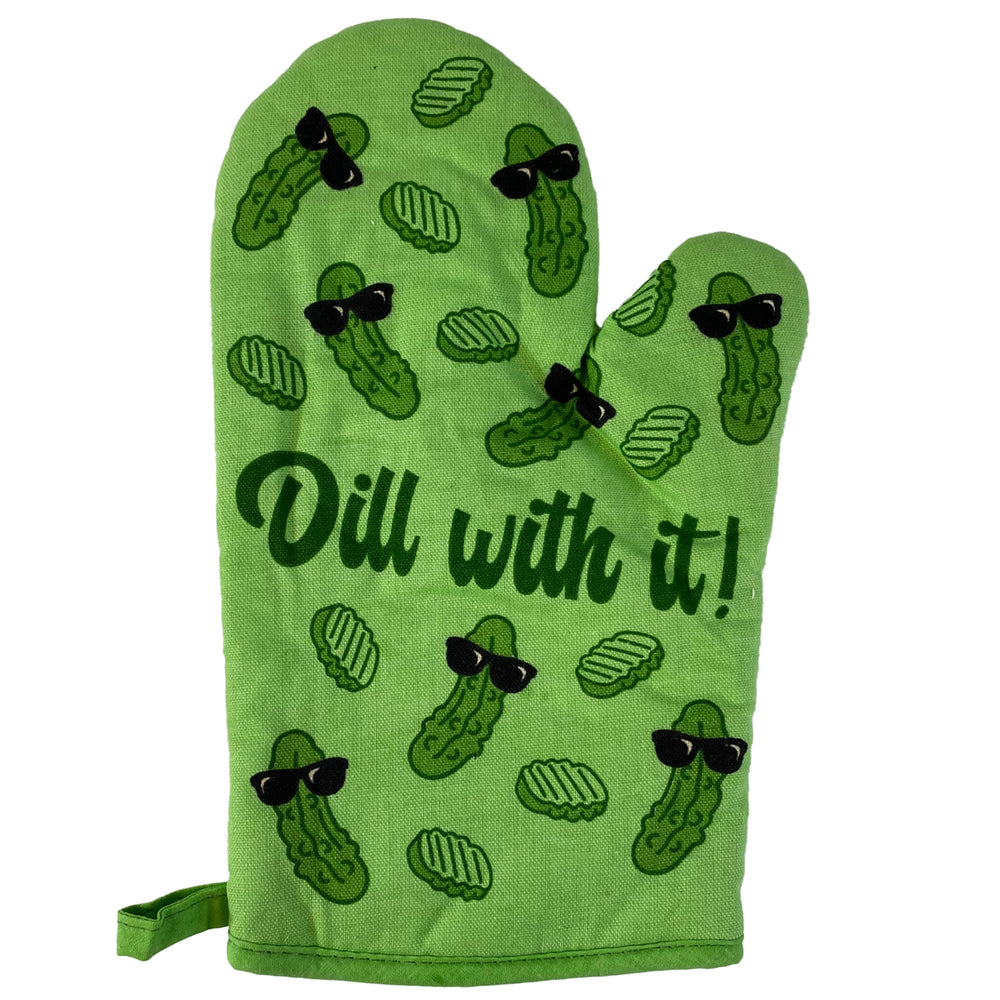 Dill With It Oven Mitt Funny Cool Pickle Coking Kitchen Glove Image 2