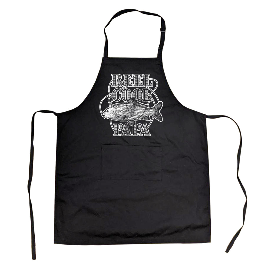 Reel Cool Papa Cookout Apron Funny Fishing Fathers Day Grandpa Novelty Smock Image 1