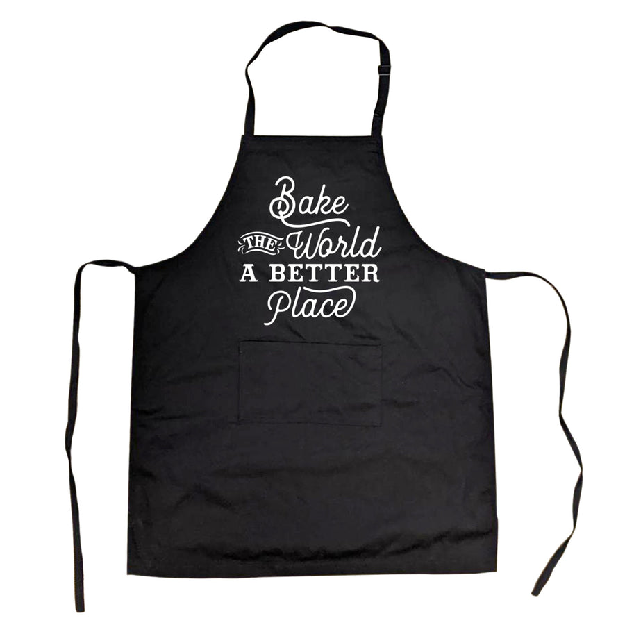 Bake The World A Better Place Cookout Apron  Funny Novelty Kitchen Smock Image 1
