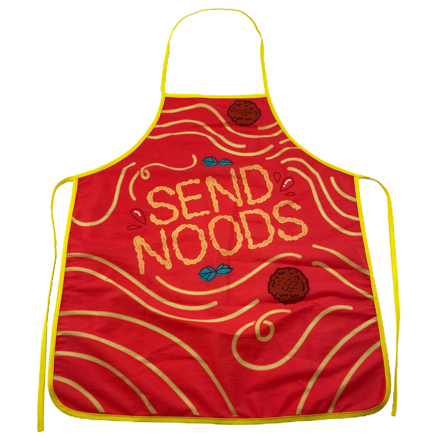 Send Noods Apron Oven Mitt Funny Noodle Cooking Graphic Novelty Kitchen Smock Image 1