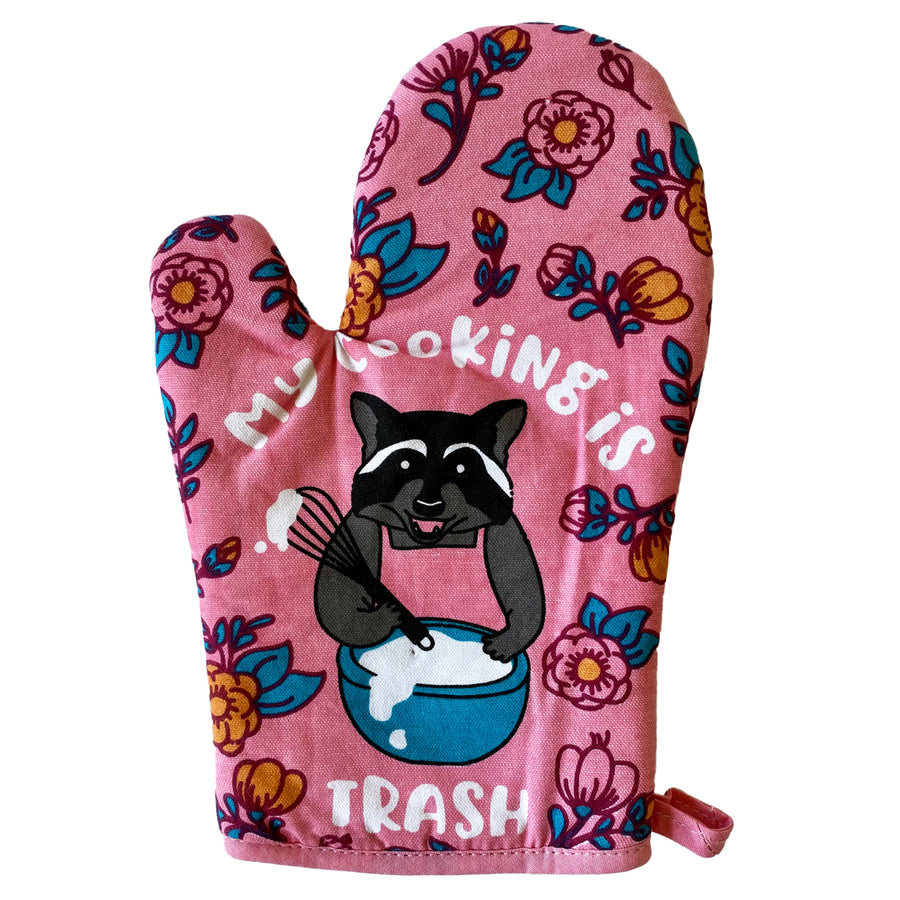 My Cooking Is Trash Oven Mitt Funny Raccoon Chef Animal Novelty Kitchen Glove Image 1