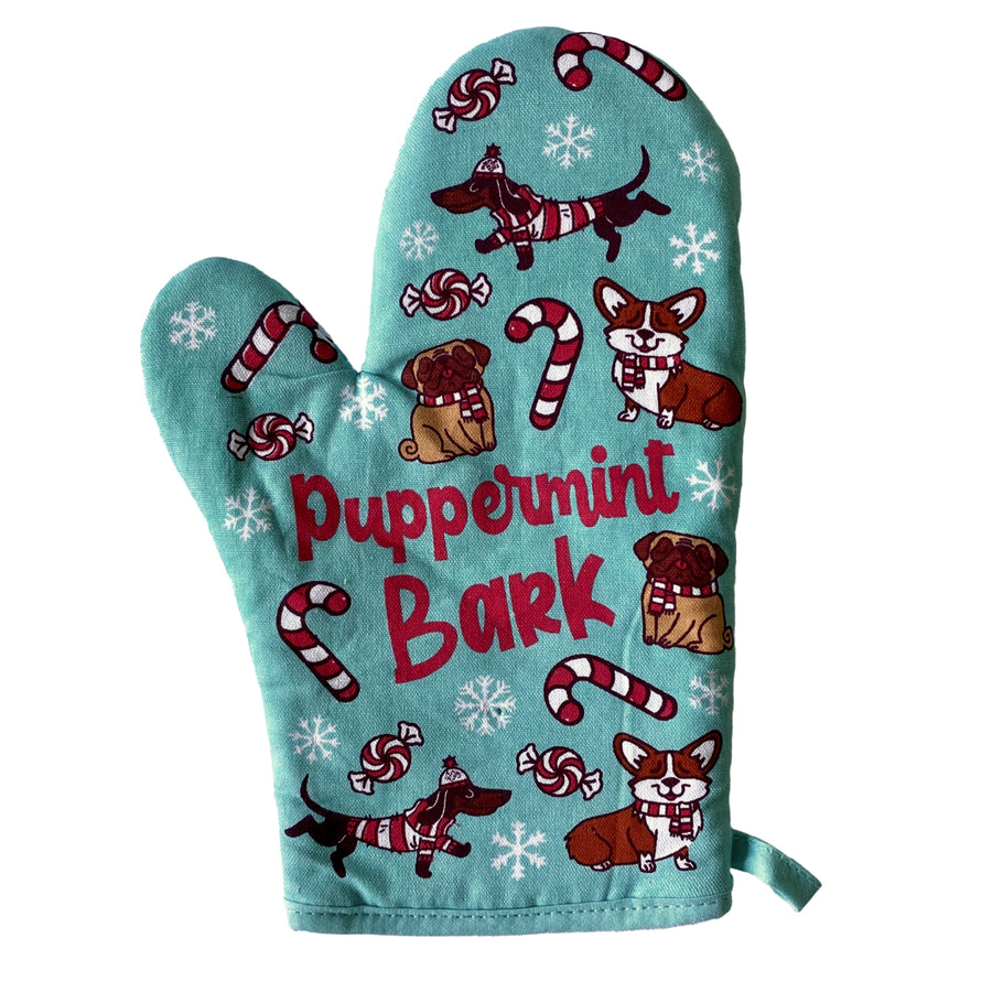 Puppermint Bark Oven Mitt Funny Pet Puppy Lover Festive Christmas Kitchen Glove Image 1