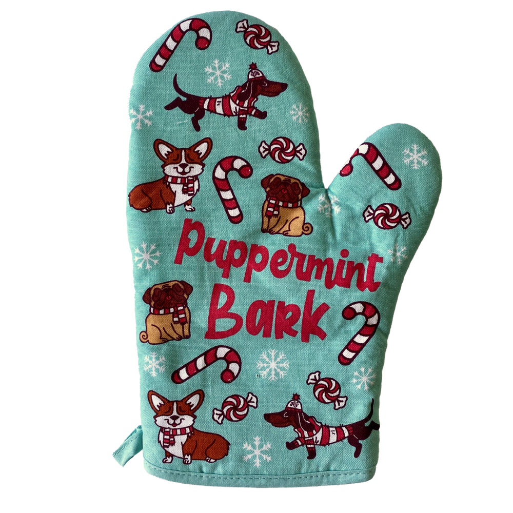 Puppermint Bark Oven Mitt Funny Pet Puppy Lover Festive Christmas Kitchen Glove Image 2