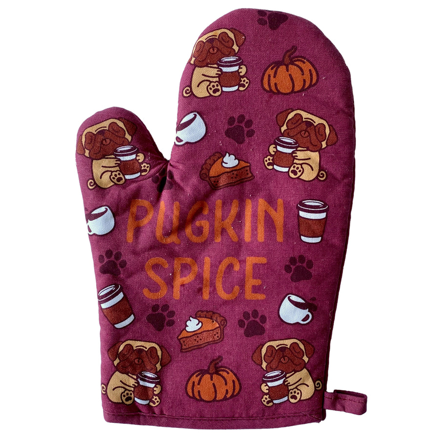 Pugkin Spice Oven Mitt Funny Fall Autumn Pumpkin Spice Latte Dog Love Pug Kitchen Glove Image 1