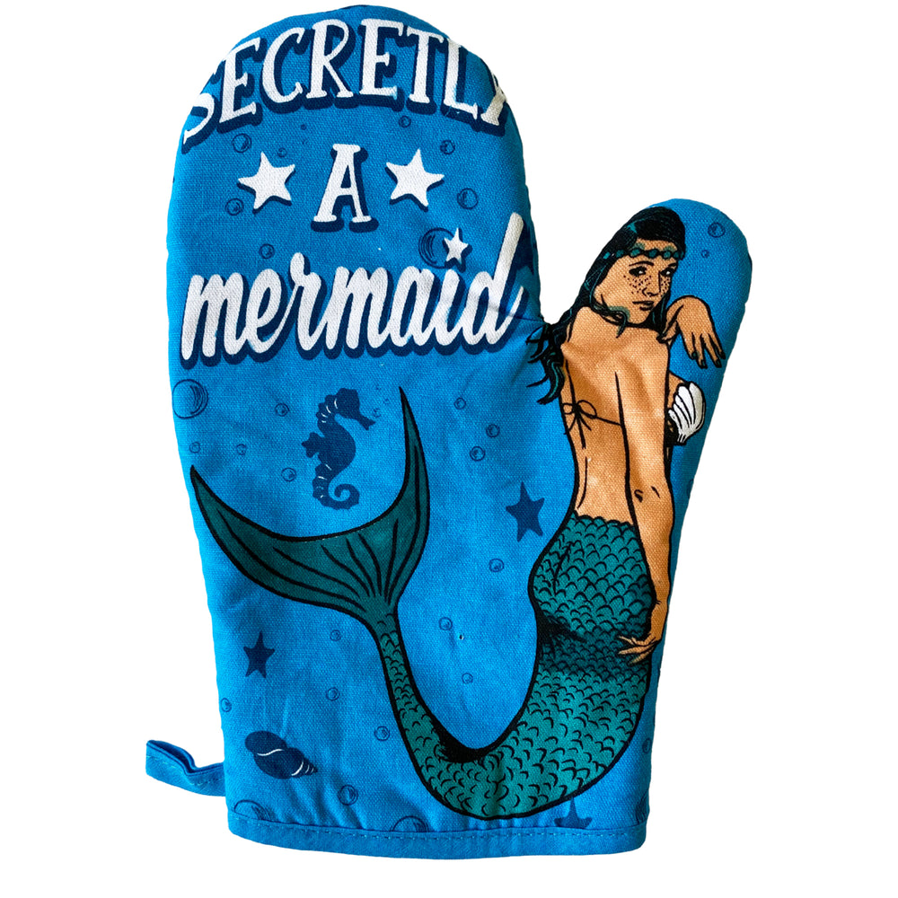 Secretly A Mermaid Oven Mitt Funny Sea Ocean Princess Novelty Kitchen Glove Image 2