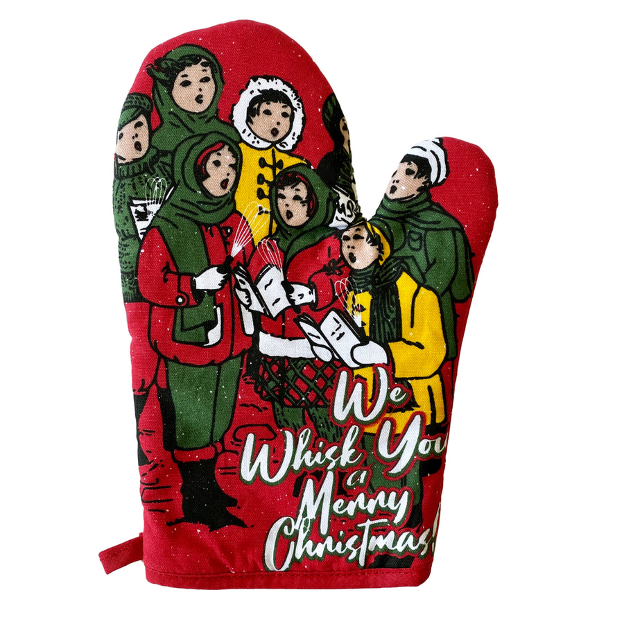 We Whisk You A Merry Christmas Oven Mitt Funny Holiday Baking Novelty Kitchen Glove Image 1