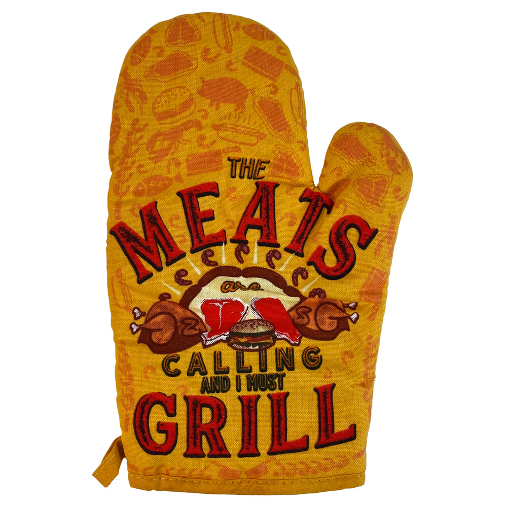 The Meats Are Calling And I Must Grill Oven Mitt Funny Backyard Bar-B-Que BBQ Kitchen Glove Image 2