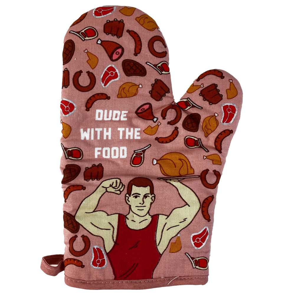 Dude With The Food Oven Mitt Funny Meat Chef BBQ Protein Graphic Kitchen Glove Image 2