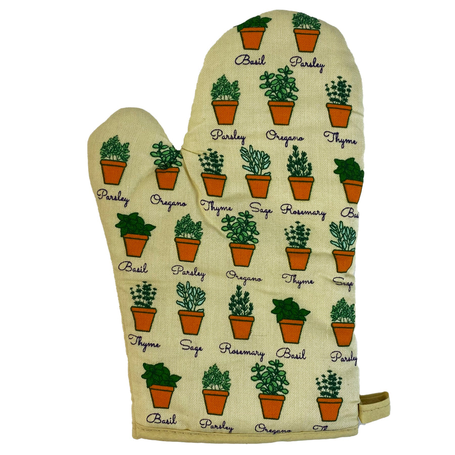 Potted Herbs Oven Mitt Cute Chef Spices Gardening Lover Gift Novelty Kitchen Glove Image 1
