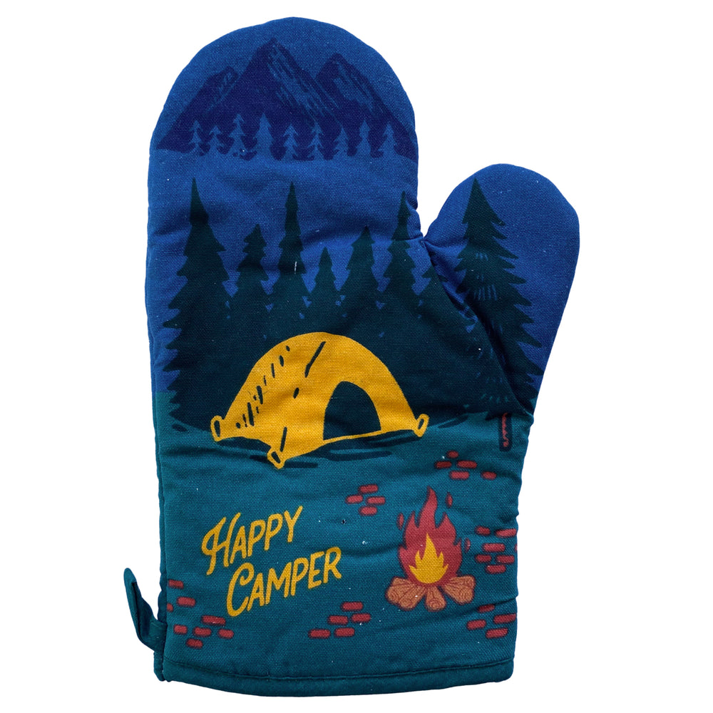 Happy Camper Oven Mitt Hiking Campfire Forest Nature Bonfire Kitchen Glove Image 2