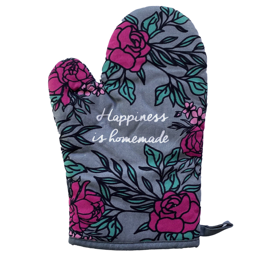 Happiness Is Homemade Oven Mitt Cute Floral Baking Kitchen Glove Image 1
