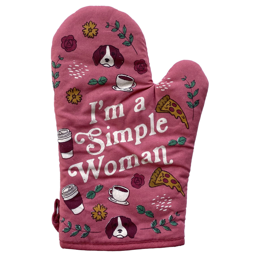 Im A Simple Woman Oven Mitt Funny Coffee Dog Lover Pizza Cute Novelty Kitchen Glove Image 2