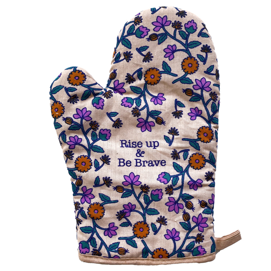 Rise Up And Be Brave Oven Mitt Empowerment Motivational Message Kitchen Glove Image 1