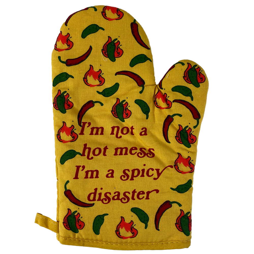 Im Not A Hot Mess Im A Spicy Disaster Oven Mitt Funny Chili Peppers Heat Graphic Novelty Kitchen Glove Image 2