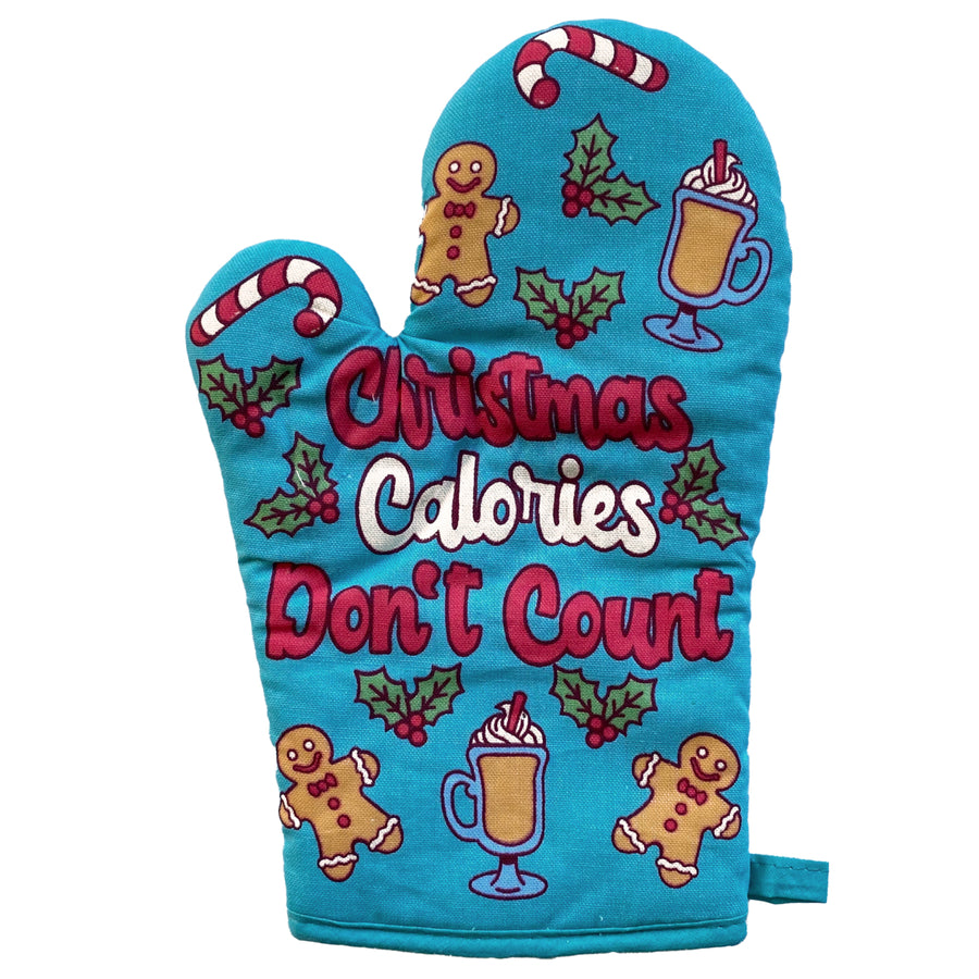Christmas Calories Dont Count Oven Mitt Funny Holiday Baking Gingerbread Kitchen Glove Image 1