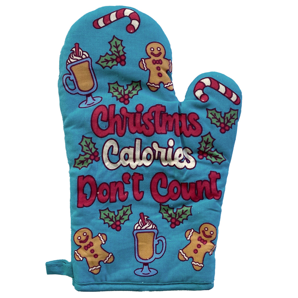 Christmas Calories Dont Count Oven Mitt Funny Holiday Baking Gingerbread Kitchen Glove Image 2