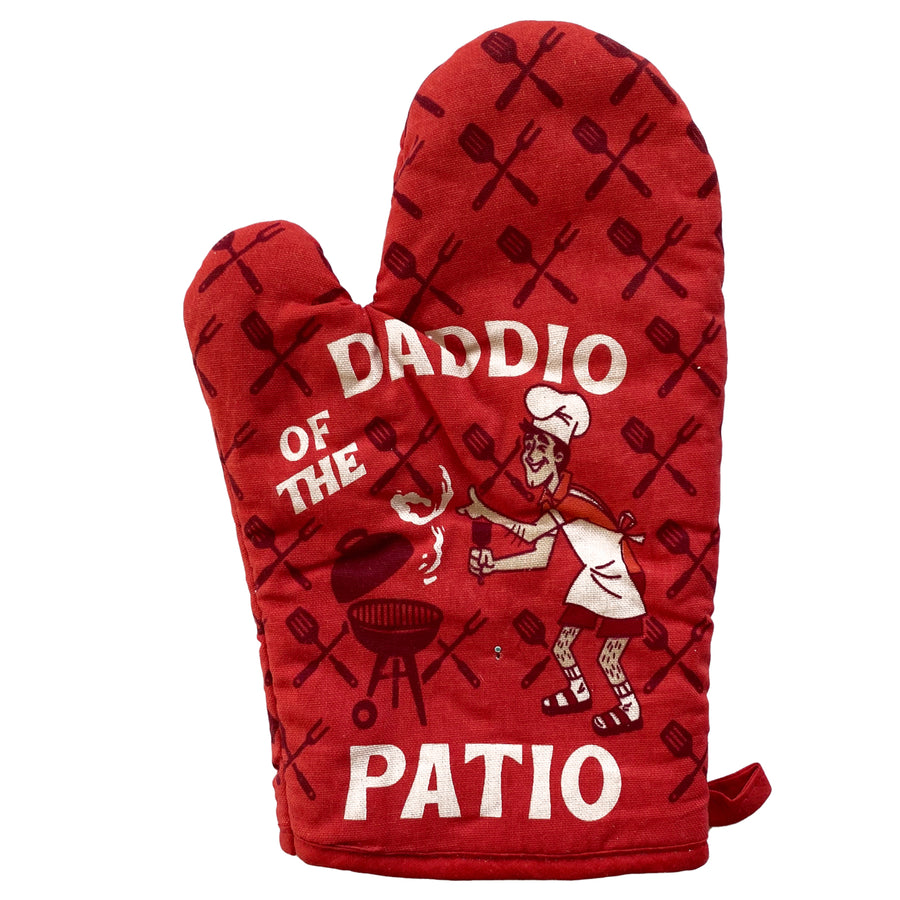 Daddio Of The Patio Oven Mitt Funny Backyard BBQ Grilling Fathers Day Kitchen Glove Image 1