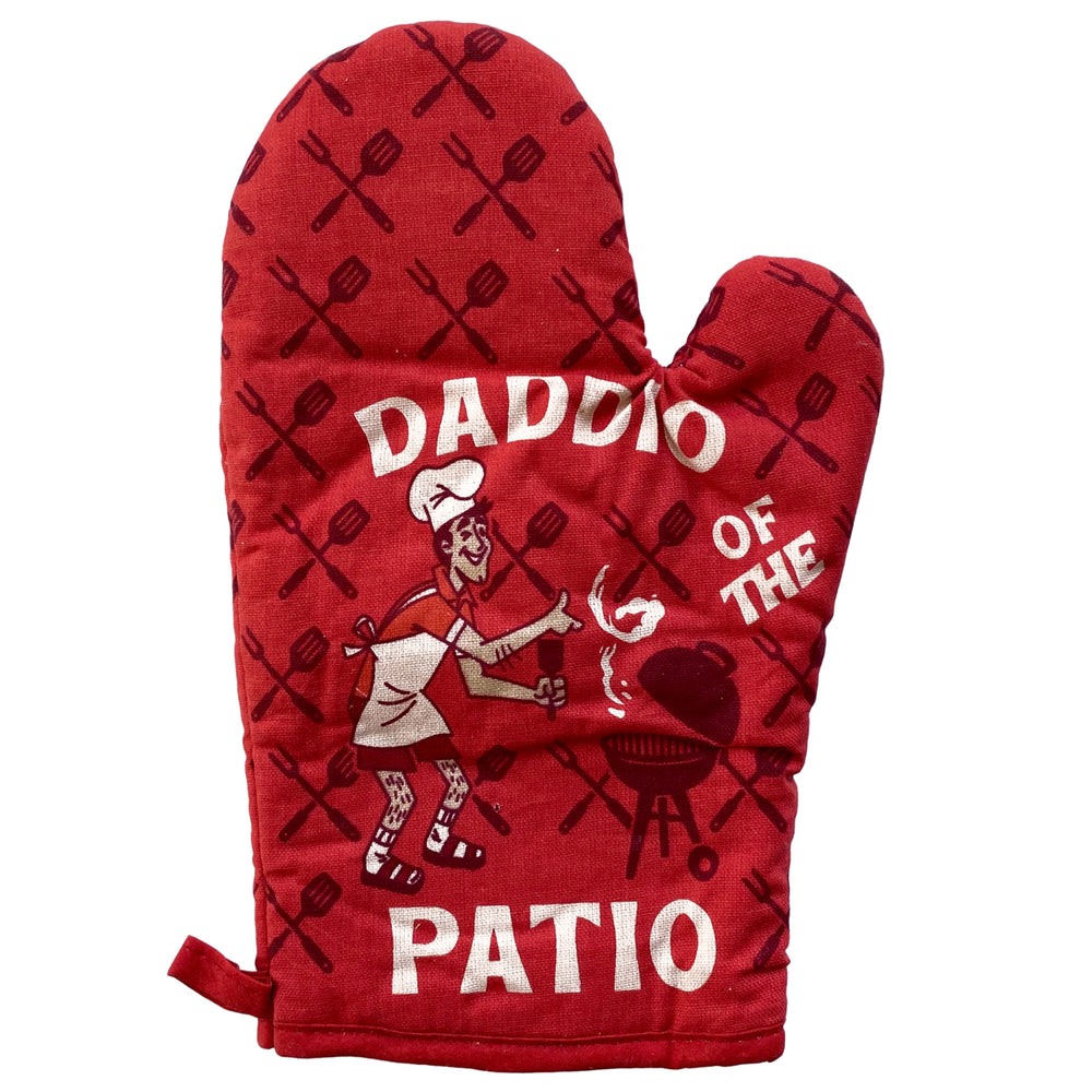 Daddio Of The Patio Oven Mitt Funny Backyard BBQ Grilling Fathers Day Kitchen Glove Image 2