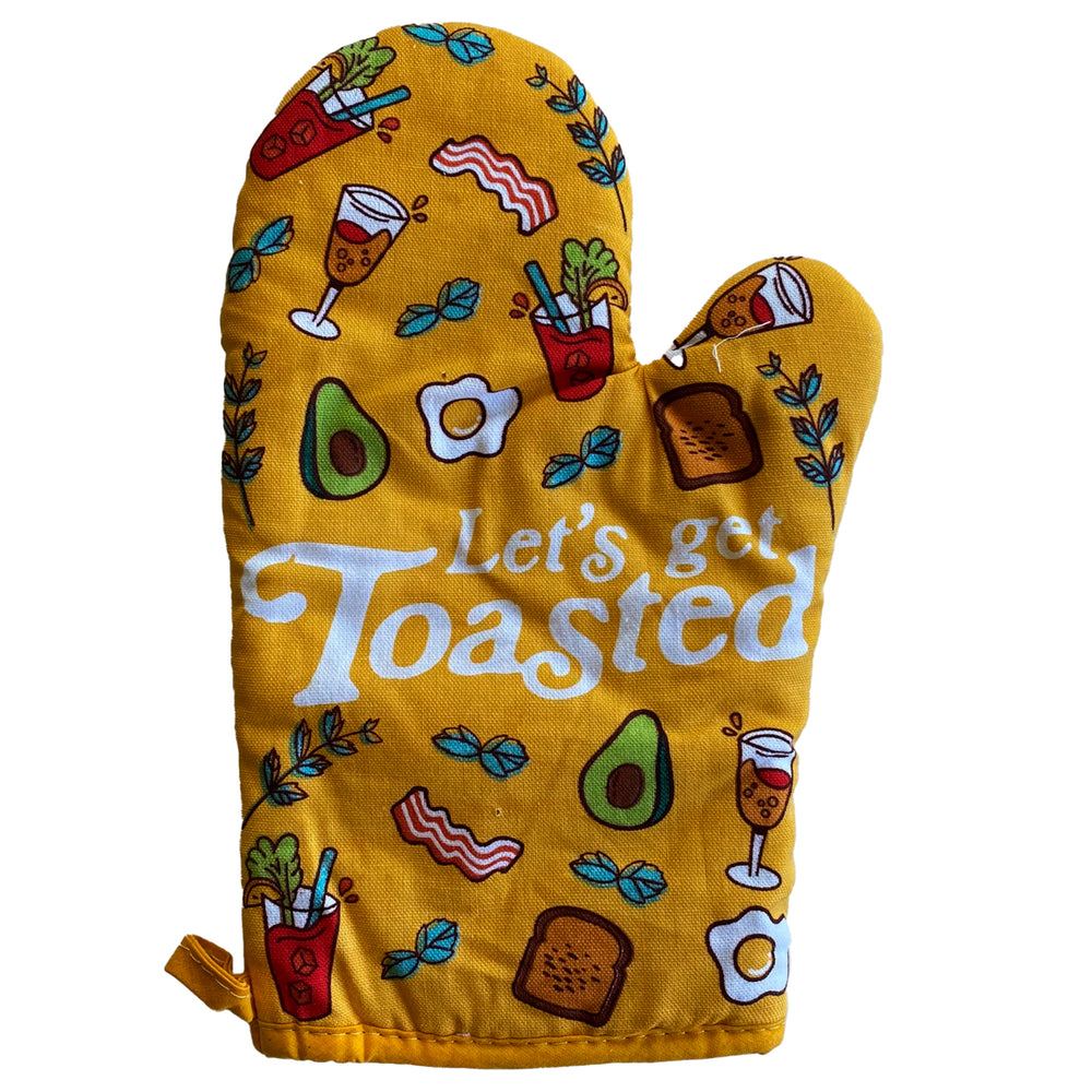 Lets Get Toasted Oven Mitt Funny Brunch Breakfast Bacon Avocado Toast Cute Kitchen Glove Image 2