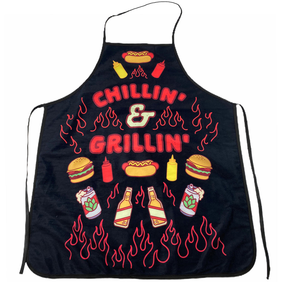 Chillin And Grillin Apron Funny Backyard Summer BBQ Kitchen Smock Image 1