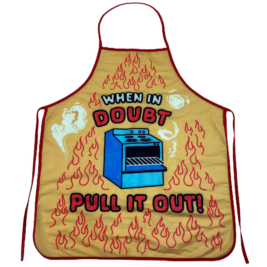 When In Doubt Pull It Out Apron Funny Oven Baking Cooking Graphic Kitchen Smock Image 1