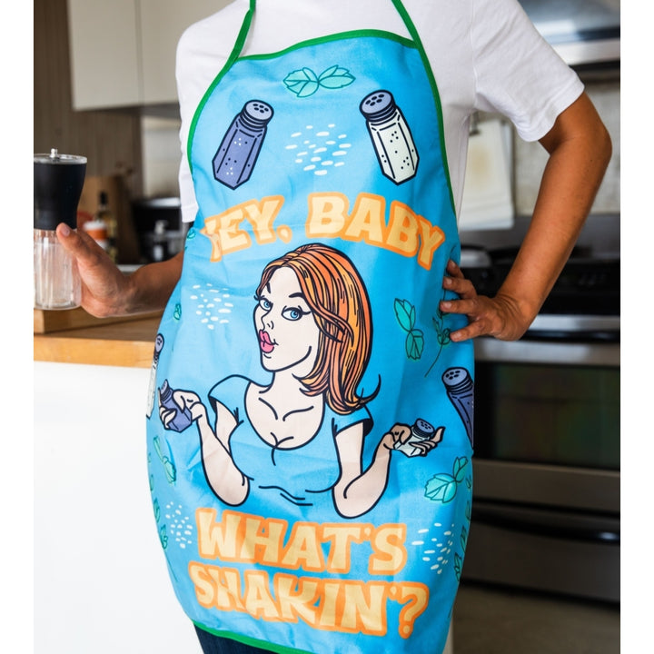 Hey Baby Whats Shakin Apron Funny Salt And Pepper Babe Graphic Novelty Kitchen Smock Image 4