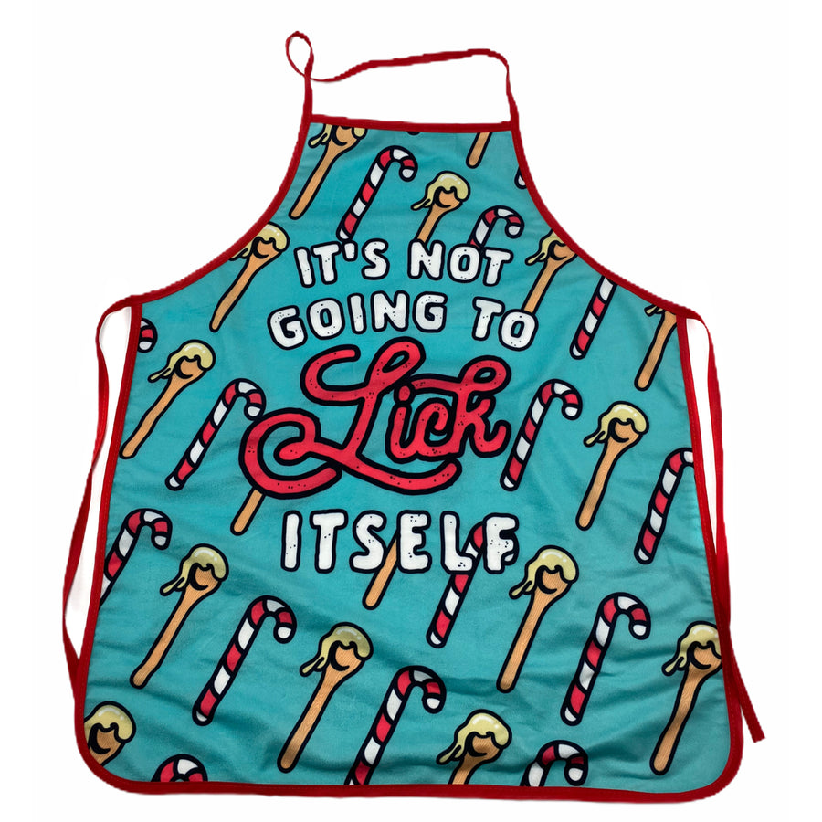 Its Not Going To Lick Itself Apron Funny Christmas Baking Candycane Graphic Novelty Smock Image 1