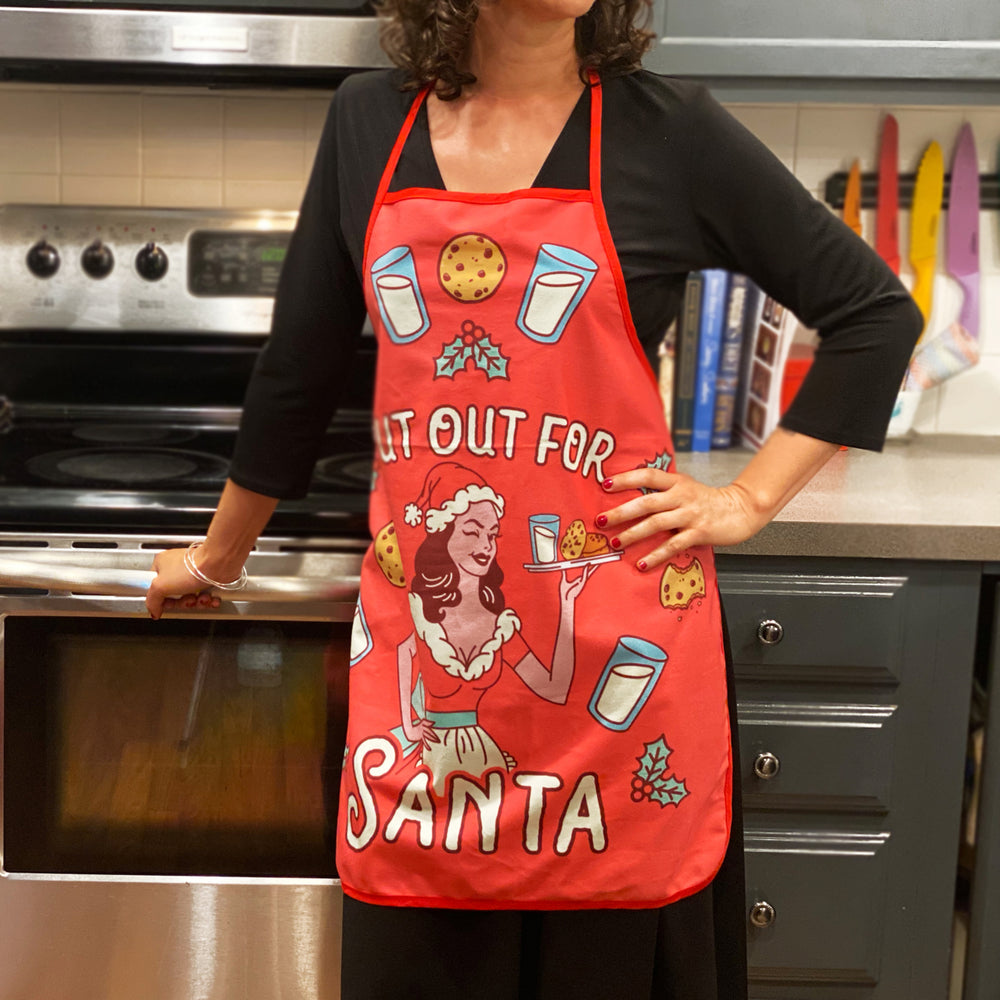Put Out For Santa Apron Funny Christmas Party Mrs. Claus Graphic Novelty Kitchen Accessories Image 2