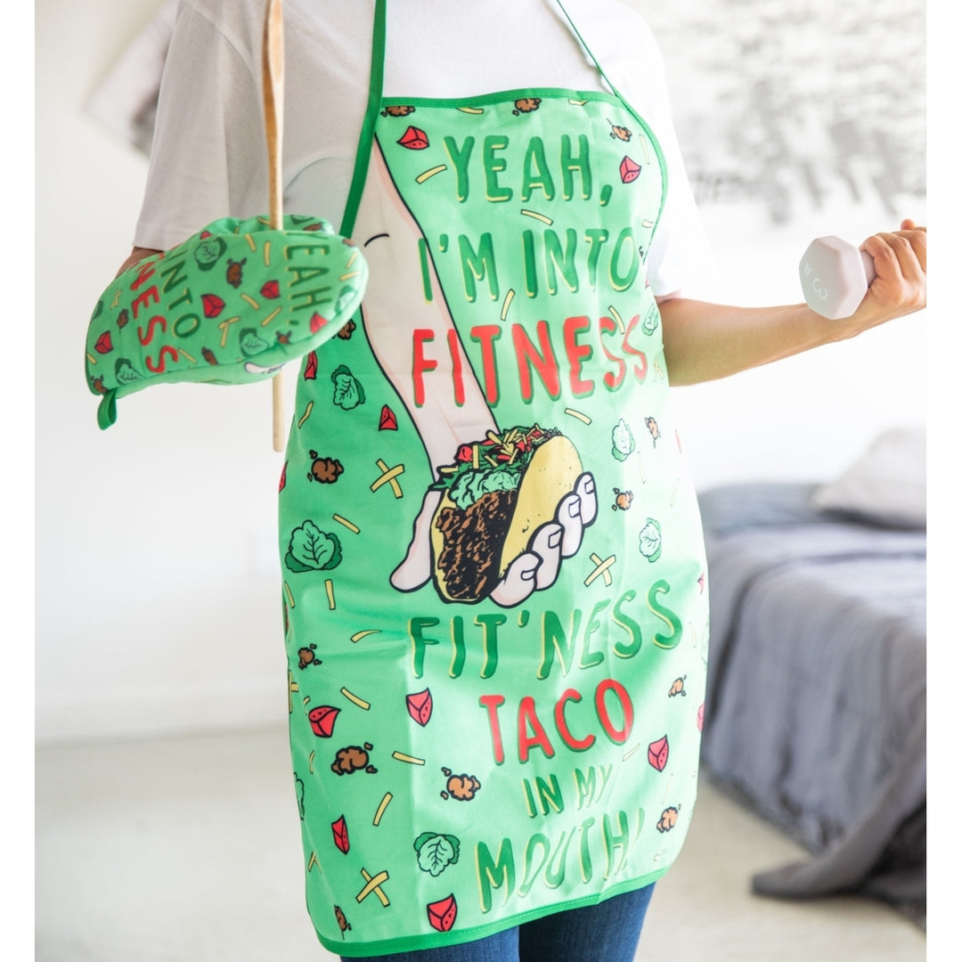 Fitness Taco Funny Kitchen Apron and Oven Mitts Humorous Gym Graphic Novelty Cooking Accessories Image 4
