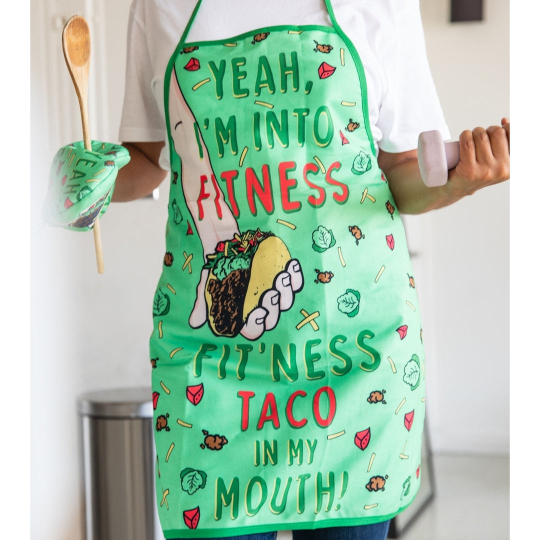 Fitness Taco Funny Kitchen Apron and Oven Mitts Humorous Gym Graphic Novelty Cooking Accessories Image 4