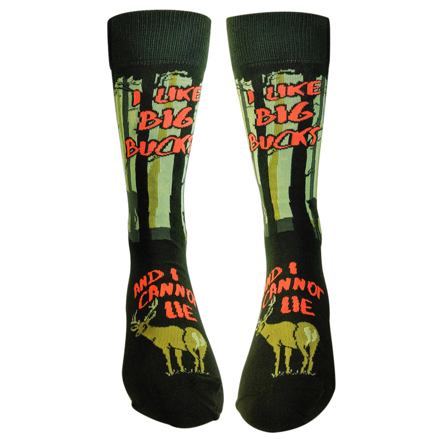 Mens I Like Big Bucks And I Cannot Lie Funny Hunting Gift Deer Hunter Socks Image 1