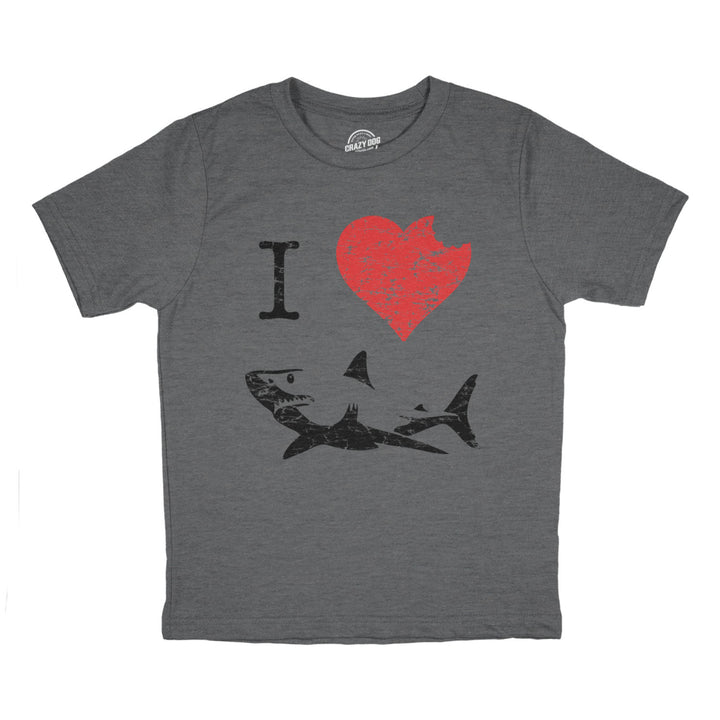 Kids I Love Sharks T Shirt Classic Youth Shark Bite Shirt Shark Tee Image 2