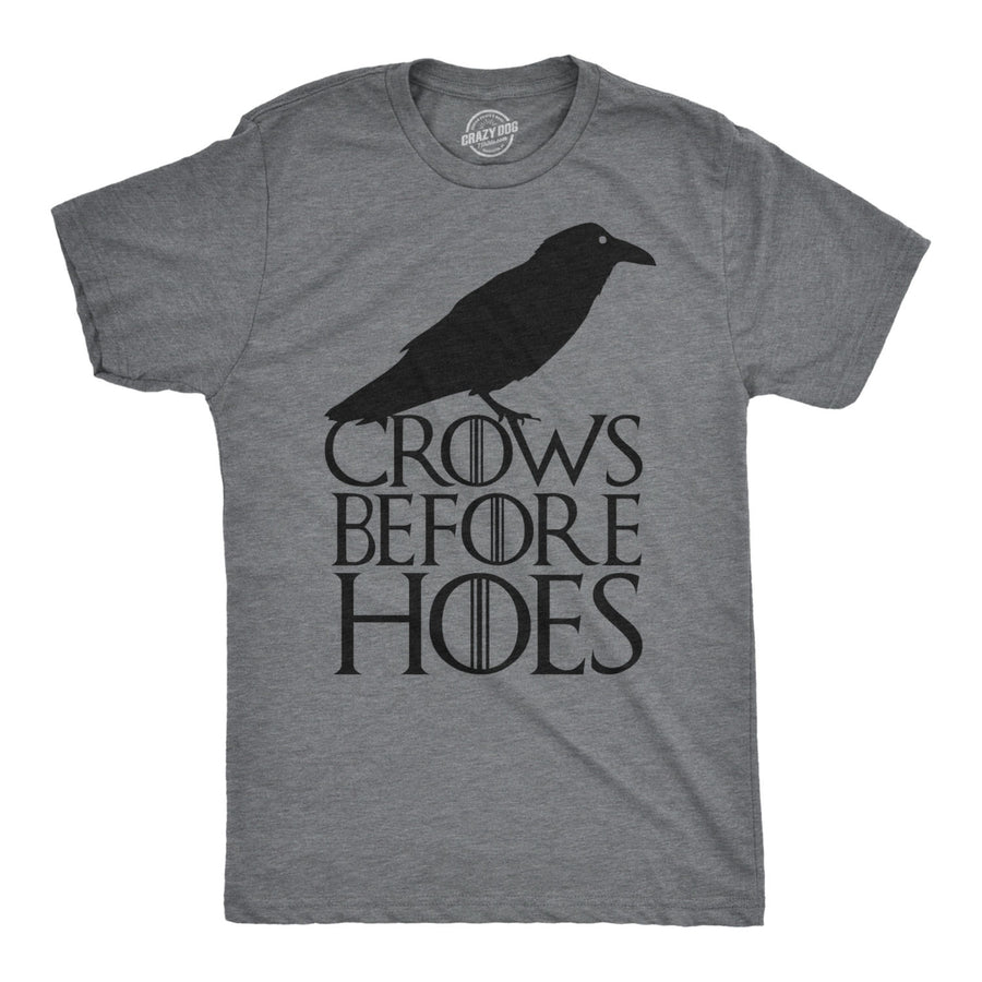 Mens Crows Before Hoes Funny T shirt for Men Vintage Novelty Hilarious Gag Gift Image 1