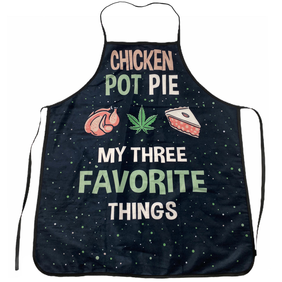 Chicken Pot Pie My Three Favorite Things Apron Funny 420 Baking Kitchen Smock Image 1