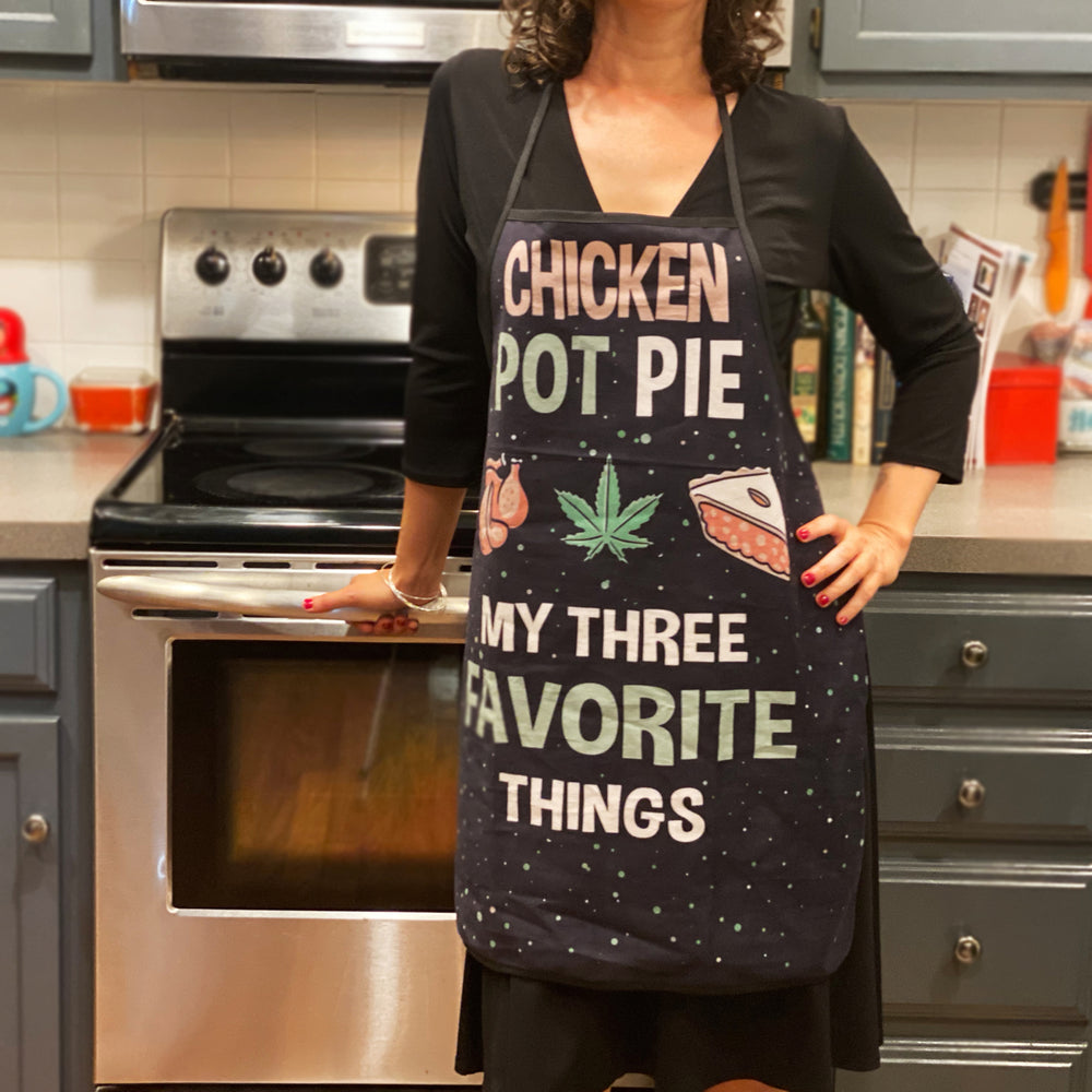 Chicken Pot Pie My Three Favorite Things Apron Funny 420 Baking Kitchen Smock Image 2