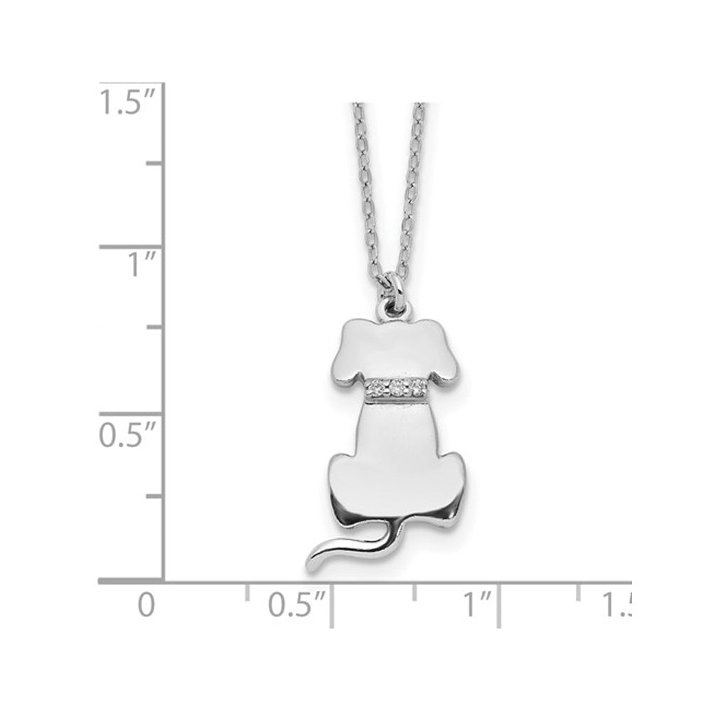 Polished Sterling Silver Sitting Dog Charm Pendant Necklace with Chain (16 Inches) Image 2